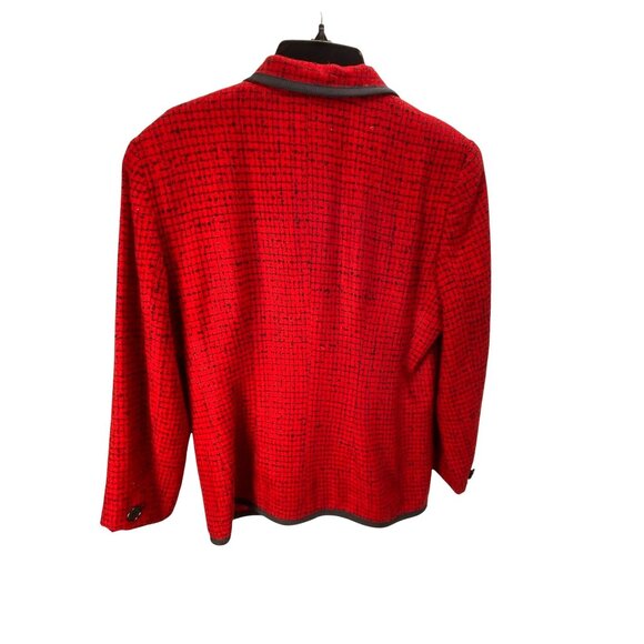 Norton McNaughton Buttoned Blazer Petite 8P Red & Black Acrylic Evening Career - Picture 2 of 7